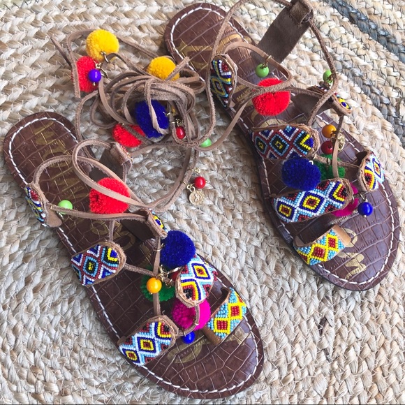 Sam Edelman | Shoes | New Sam Edelman Lisabeth Pom Pom Sandals Size 9 |  Poshmark